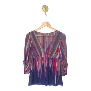 Ted Baker Silk Blouse Women's Multi-colored Striped Sheer